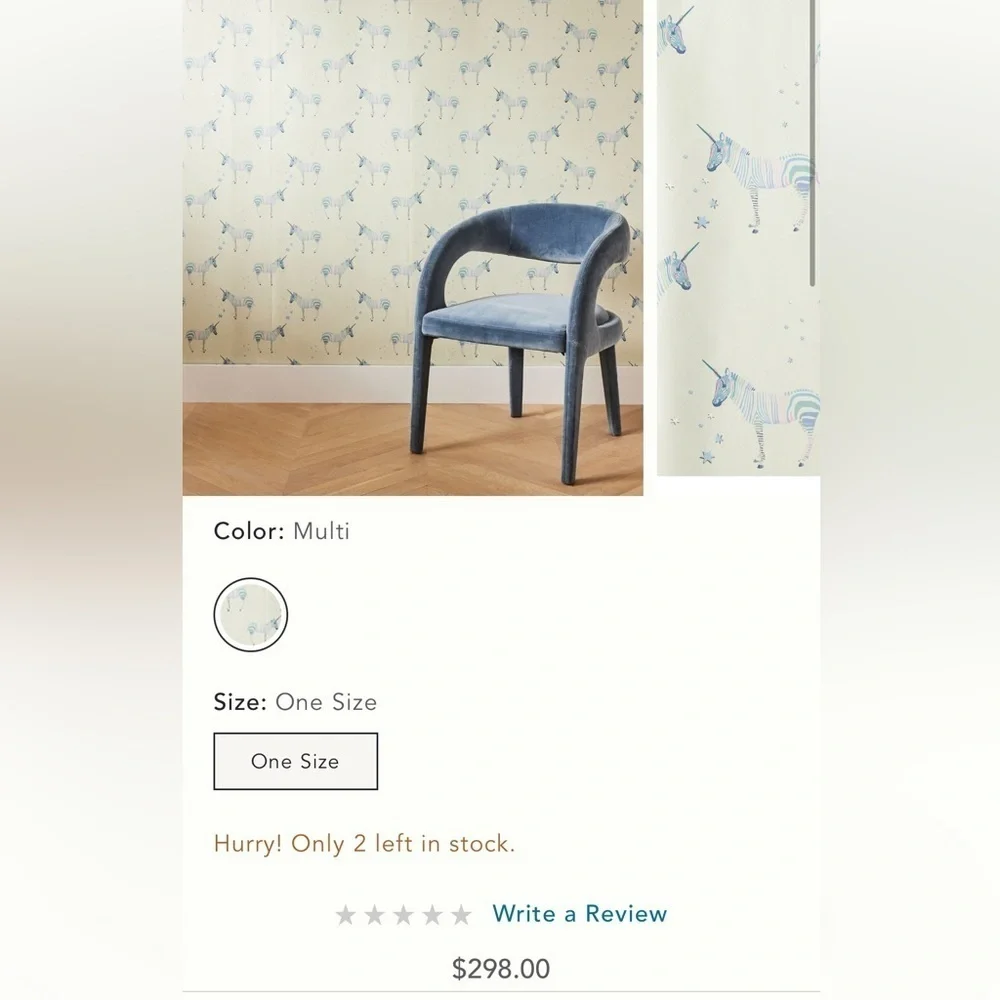 Anthropologie x Mr. Z. Zebra Safari Animal Magic  Wallpaper NIP